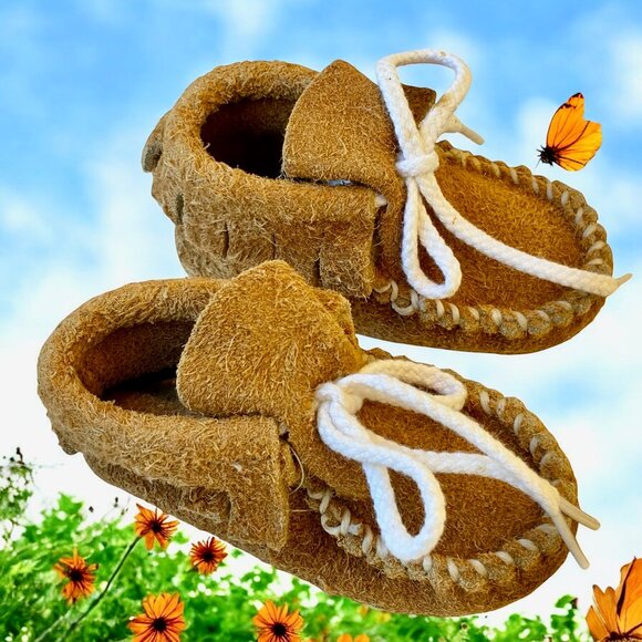 Genuine Buffalo Leather Baby Infant Moccasin Booties size 1 - 0-3 months NEW USA - Picture 3 of 16